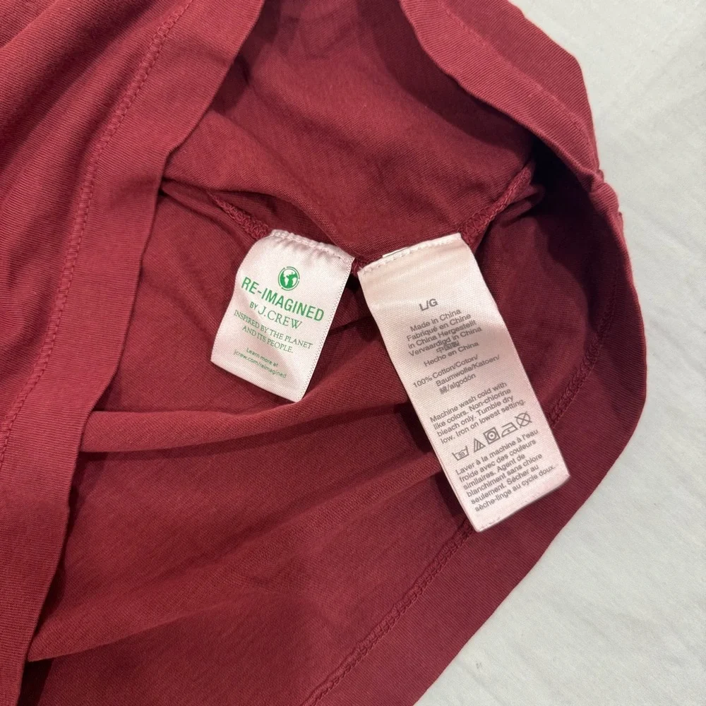 J. Crew Broken-In Long Sleeve T-Shirt Men's L Maroon Burgundy Red Re-Imagined